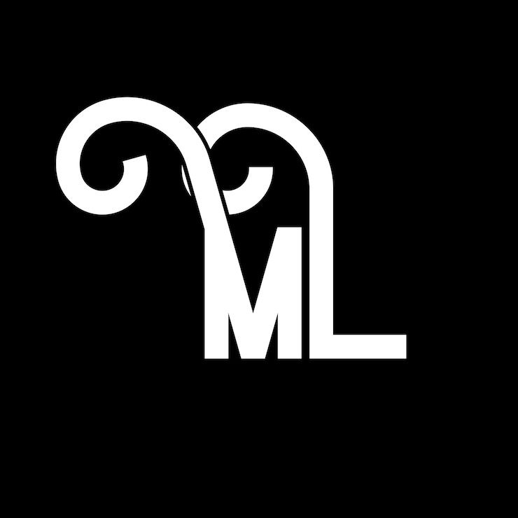 Wektor projekt logo litery ml początkowe litery ikona logo ml abstrakcyjna litera ml minimalny szablon projektu logo m l wektorowy projekt litery z czarnymi kolorami logo ml