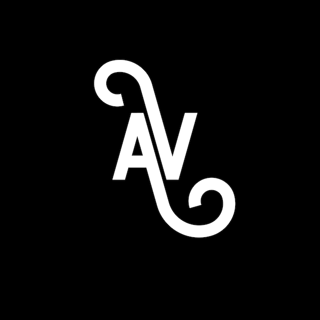 Plik wektorowy projekt logo litery na czarnym tle av twórcze inicjały koncepcja logo litery av projekt litery av projekt białej litery na czarnym tle a v a v logo av