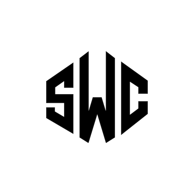 Plik wektorowy projekt logo litery swc z kształtem wieloboku swc wieloboku i kształtu sześcianu projekt logo swc sześcioboku wektorowy szablon logo kolory białe i czarne swc monogram logo biznesowe i nieruchomości