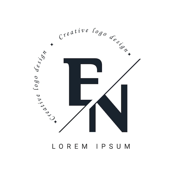 Projekt logo litery w języku angielskim z kreatywnym wycinkiem Projekt logo w języku angielskim