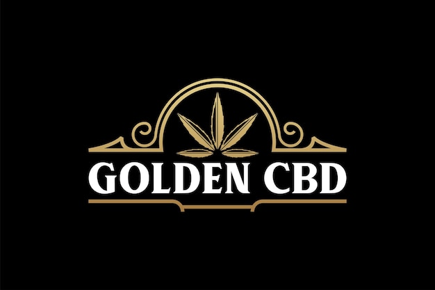 Plik wektorowy projekt logo luksusowego vintage golden cbd cannabis