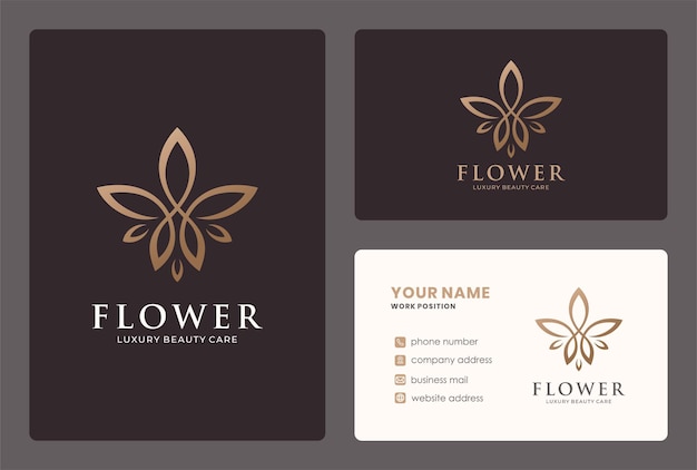 Plik wektorowy projekt logo luksusowych kwiatów z szablonem wizytówki.