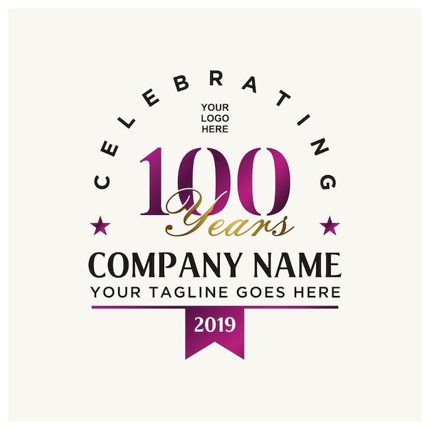 Plik wektorowy projekt logo marki golden luxury świętujący rocznicę 100-lecia firmy