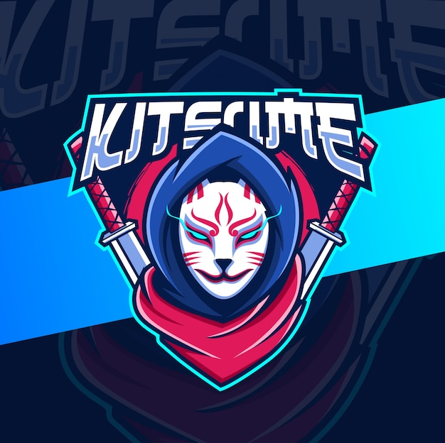 Projekt Logo Maskotka Kitsune Ninja Maskotka