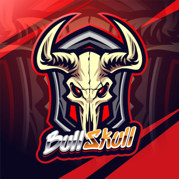 Plik wektorowy projekt logo maskotki bull skull esport