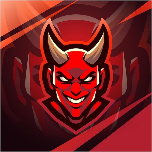 Projekt logo maskotki e-sportowej głowy diabła