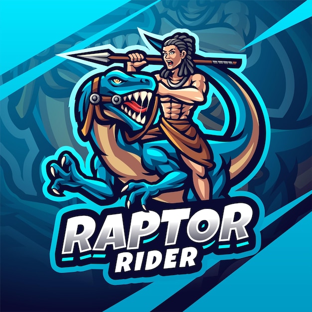 Projekt logo maskotki e-sportu Raptor Rider