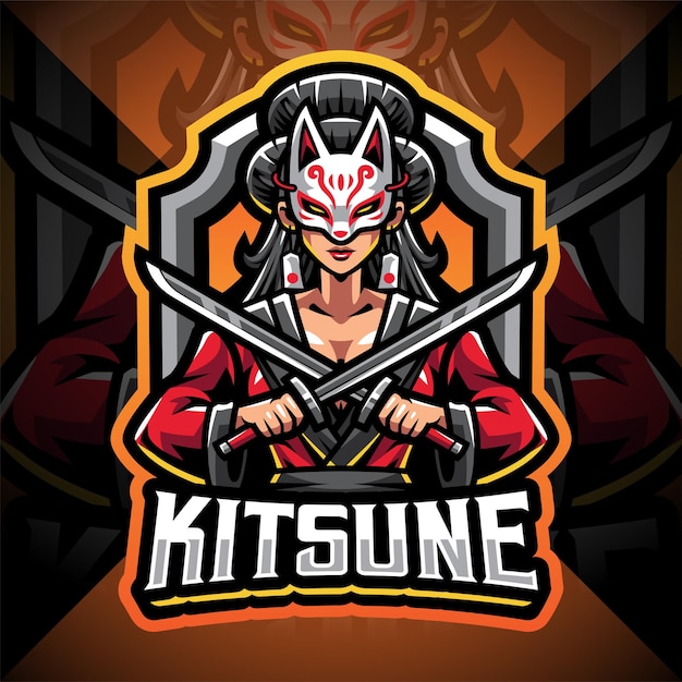 Projekt Logo Maskotki Esport Kitsune Girl