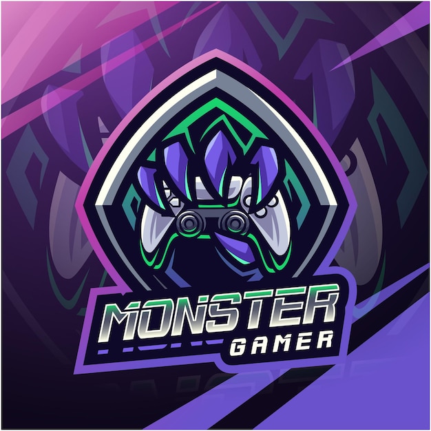 Projekt Logo Maskotki Monster Gamer E-sport