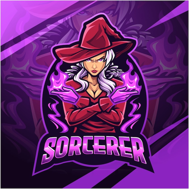 Plik wektorowy projekt logo maskotki sorcerer esport