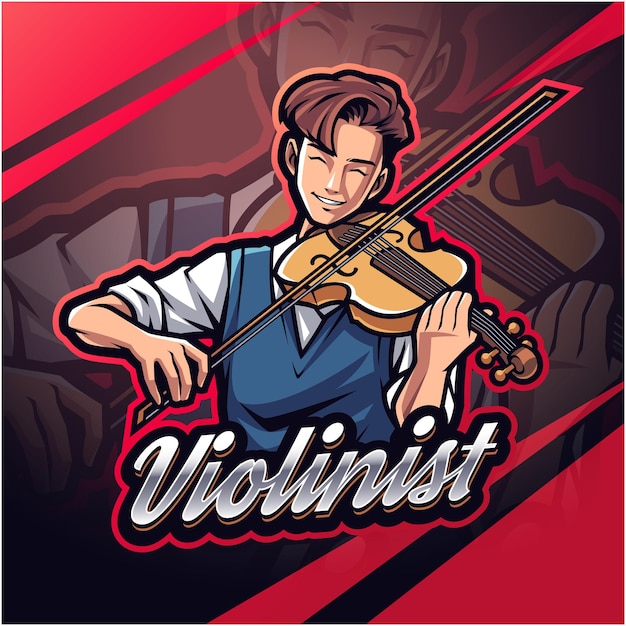 Plik wektorowy projekt logo maskotki violinist man esport