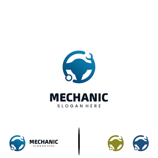 Projekt Logo Mechanika Z Gradientową Kierownicą Kolorów W Połączeniu Z Koncepcją Logo Klucza