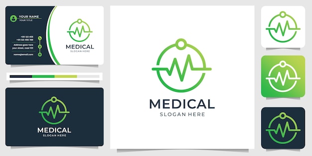 Projekt Logo Medycznego Z Kreatywną Nowoczesną Grafiką Liniową I Wizytówką