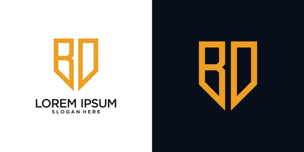 Projekt logo monogramu początkowa litera b w połączeniu z elementem tarczy i koncepcją kreatywną