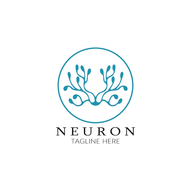 Projekt logo neuronu lub logo komórki nerwowejIkona szablonu ilustracji logo cząsteczki z koncepcją wektora
