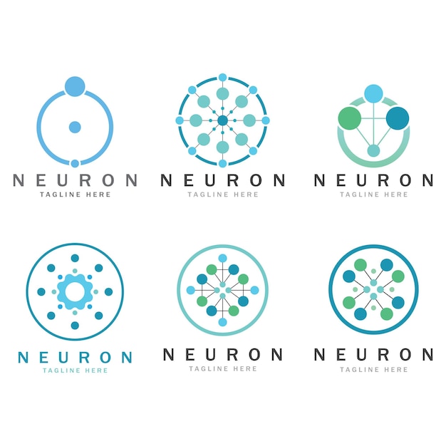 Plik wektorowy projekt logo neuronu lub logo komórki nerwowejikona szablonu ilustracji logo cząsteczki z koncepcją wektora