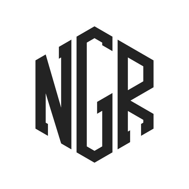 Projekt logo NGR Początkowa litera NGR Monogram Logo przy użyciu kształtu sześciokątnego