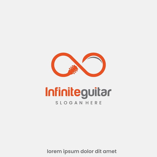 Projekt Logo Nieskończoności Muzycznej Symbol Nieskończoności Z Logo Na Szyi Gitary Nowoczesna Koncepcja