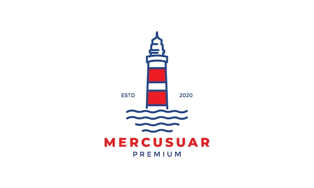 Projekt logo nowoczesnej linii latarni morskiej lub pomocy nawigacyjnej