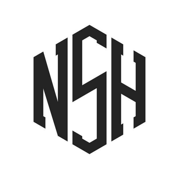 Projekt logo NSH Początkowa litera NSH Monogram Logo w kształcie sześciokątnego