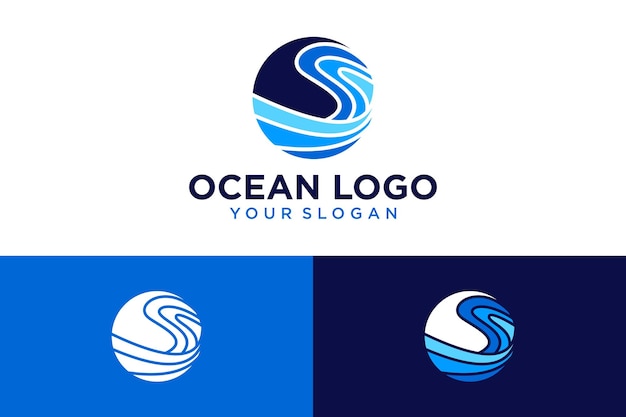 Projekt Logo Oceanu Z Falami I Okręgami