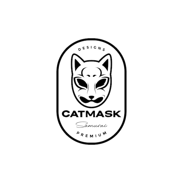 Projekt Logo Odznaka Samuraja W Stylu Catmask