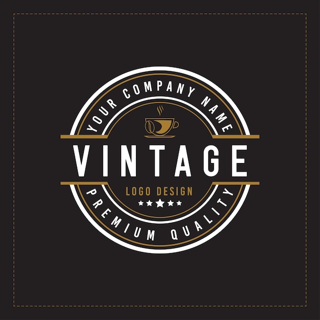 Projekt Logo Odznaki Kawy W Kawiarni W Stylu Retro Vintage