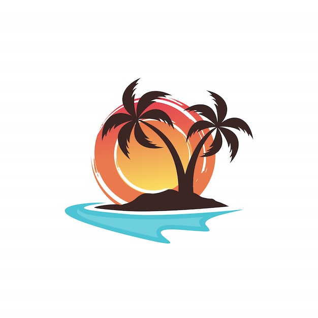 Projekt logo plaży szablon wektor