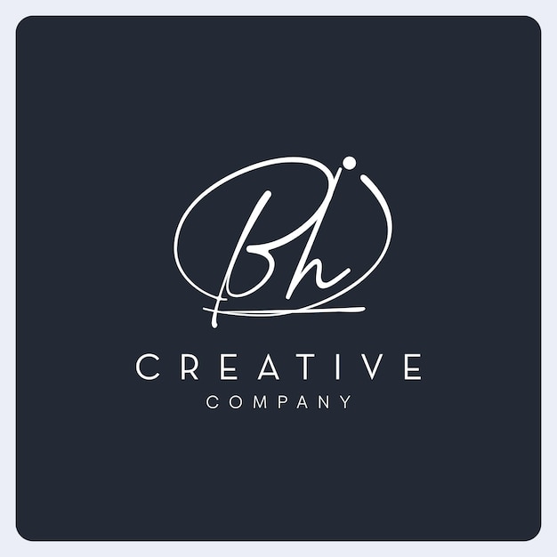 Plik wektorowy projekt logo podpisu bh, kreatywne logo podpisu dla firmy, firmy itp