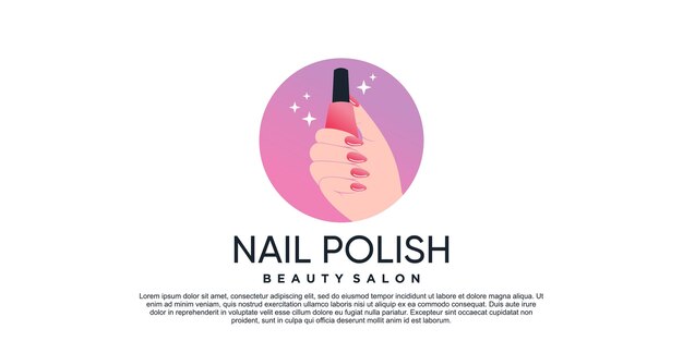 Projekt Logo Polski Paznokci Dla Salonu Kosmetycznego Manicure Z Kreatywną Koncepcją Premium Wektor