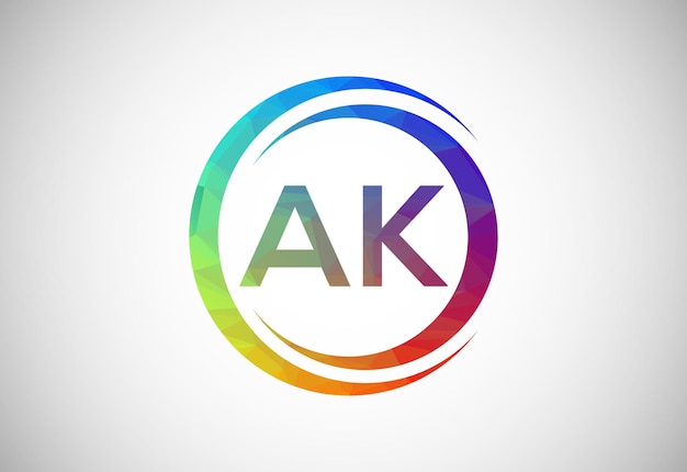 Projekt Logo Poly Low I Initial Ak Letter Koncepcja Projektowania Wektorowego