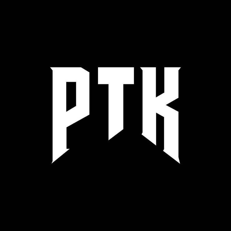 Wektor projekt logo ptk dla firmy technologicznej ptk logo czarno-białe kombinacja kolorów ptk logo ptk wektor ptk projekt ptk ikona ptk alfabet ptk typografia projekt logo