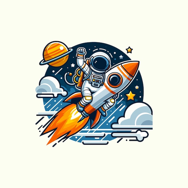 Plik wektorowy projekt logo rakiety astronautów