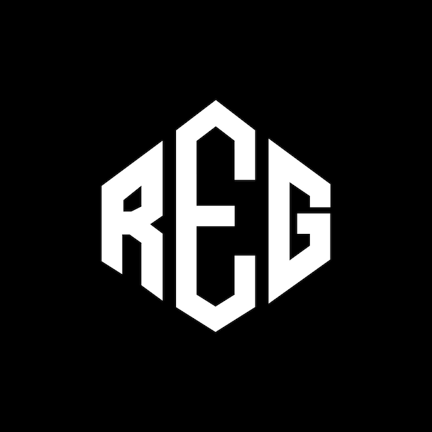 Plik wektorowy projekt logo reg w kształcie wieloboku reg wieloboku i sześcianu reg sześciokątny wektorowy szablon logo kolory białe i czarne reg monogram logo biznesowe i nieruchomości