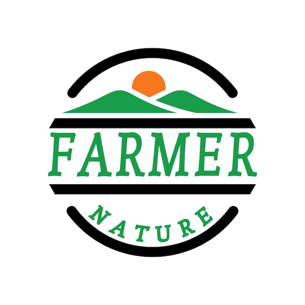 Plik wektorowy projekt logo rolnika w płaskim, zielonym i czarnym stylu
