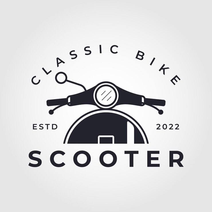 Projekt logo roweru skutera Projekt retro skutera z widokiem z przodu