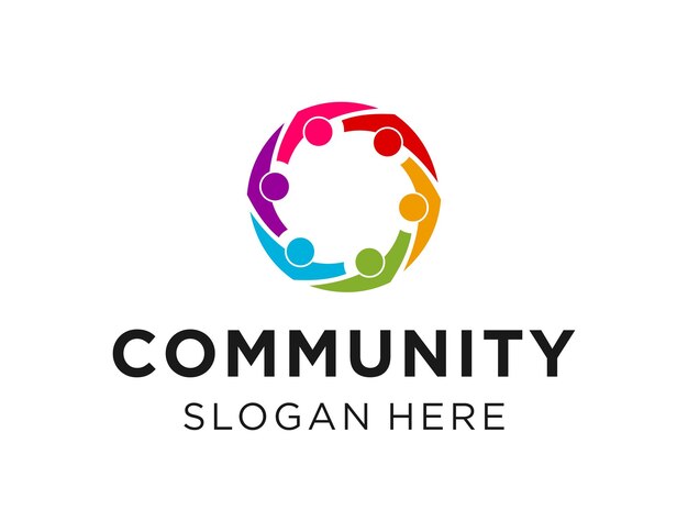 Projekt logo społeczności Utworzony przy użyciu aplikacji Corel Draw 2018 z białym tłem