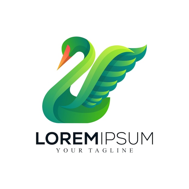Projekt logo streszczenie kolorowy łabędź