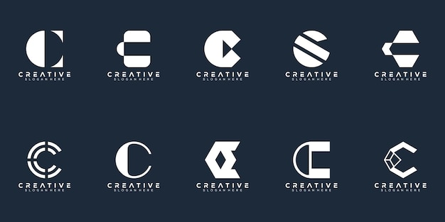 Projekt logo streszczenie zestaw monogram litera c