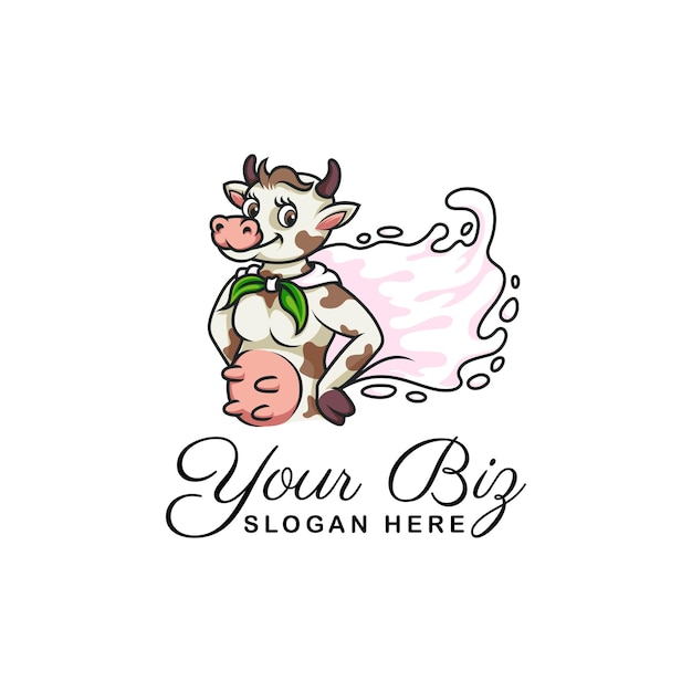 Projekt Logo Super Hero Krowy W Stylu Kreskówki Nadaje Się Jako Różne Logo Firmy Lub Firmy.
