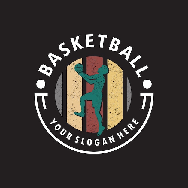 Projekt Logo Sylwetka Slam Dunk Płomień Koszykówki