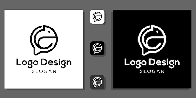 Projekt Logo Symbol Kombinacji Kameleon Czat Z Szablonem Aplikacji