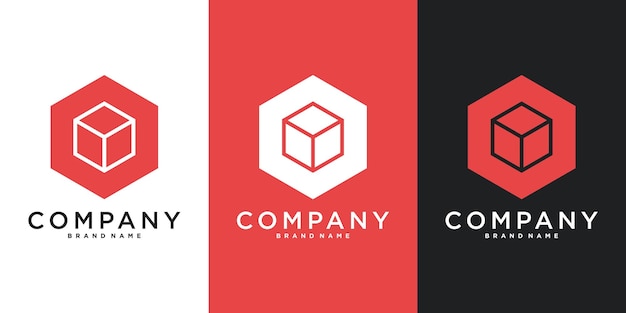 Projekt logo sześciokątnego z nowoczesnym kształtem Premium Vector