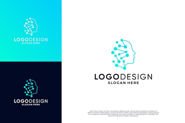 Projekt logo sztucznej inteligencji Cyfrowe logo połączenia mózgu