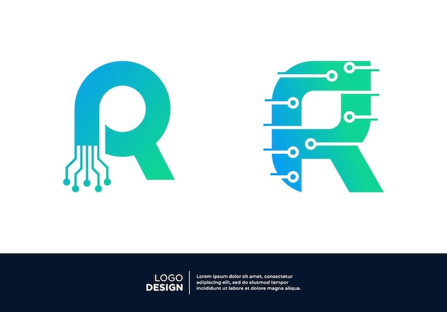 Projekt logo technologii litery R Kreatywny i nowoczesny projekt logo