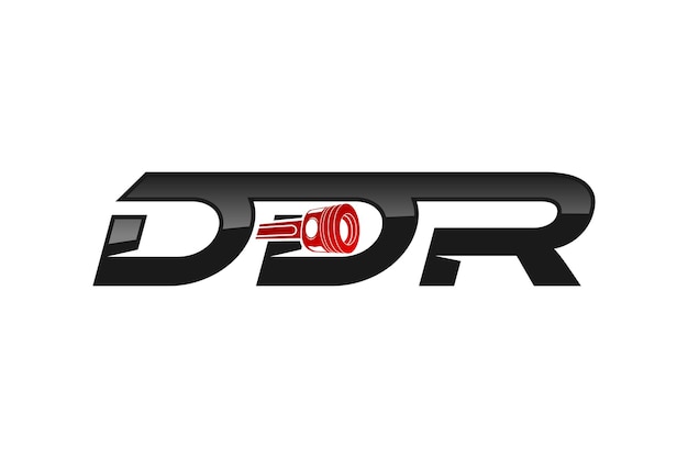 Plik wektorowy projekt logo tłoka samochodowego początkowa litera ddr