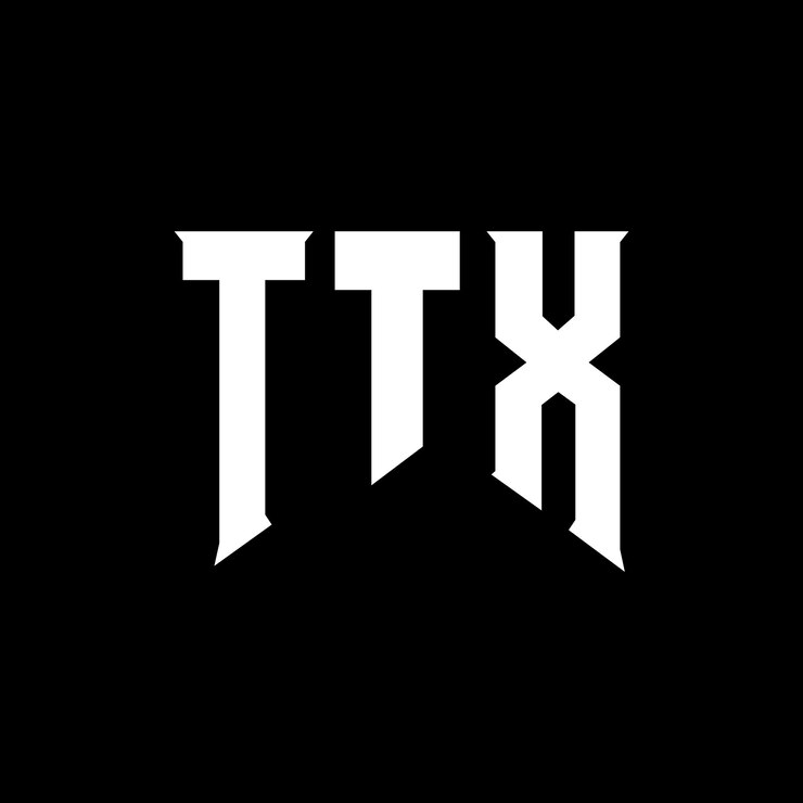 Wektor projekt logo ttx dla firmy technologicznej ttx logo czarno-białe kombinacja kolorów ttx logo ttx wektor ttx projekt ttx ikona ttx alfabet ttx typografia projekt logo