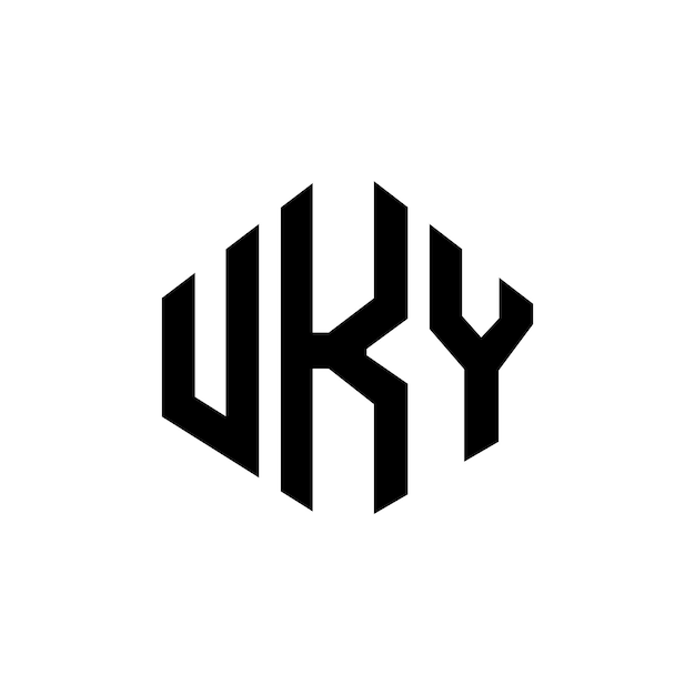 Plik wektorowy projekt logo uky z kształtem wieloboku uky wieloboku i sześcianu uky sześciokątny wektorowy szablon logo kolory białe i czarne uky monogram logo biznesowe i nieruchomości