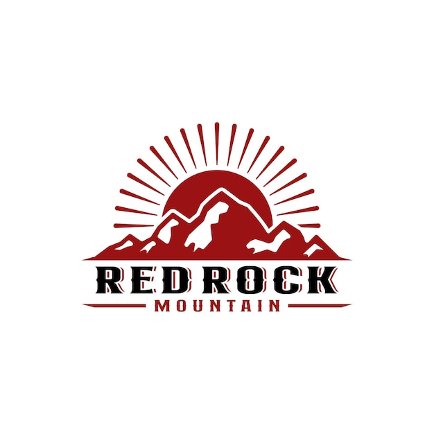 Projekt Logo W Stylu Vintage Red Rock Mountain