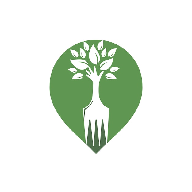 Projekt logo wektorowego drzewa ręcznego widelca